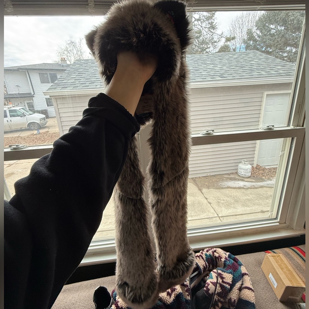 Grey wolf spirit hood - rave wear